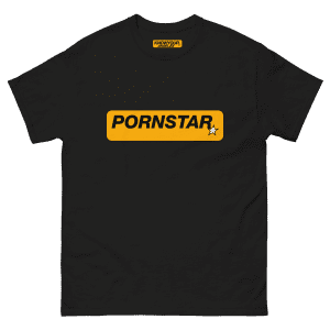 PORNSTAR TEE mixes gamer nostalgia and meme culture with a bold Y2K-inspired streetwear design.