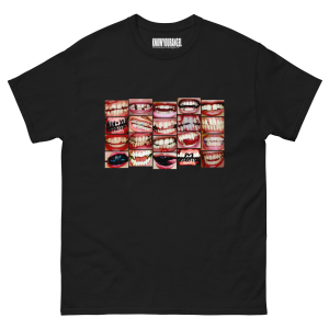 TEETH TEE t-shirt with rectangular photos of deformed teeth and grillz